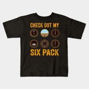 Check Out My Six Pack Pilot Funny Aviation Lover Kids T-Shirt